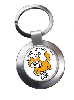Love from the cat Chrome Key Ring