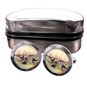 French Rugby at St. Cloud 1906 Round Cufflinks