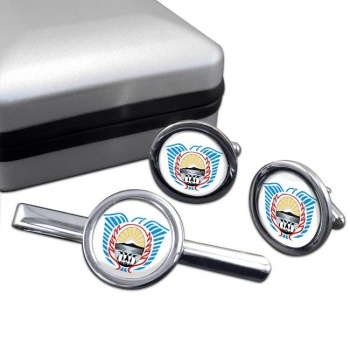 Argentine Tierra del Fuego Round Cufflink and Tie Clip Set