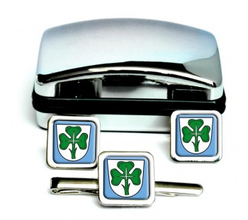 Furth (Germany) Square Cufflink and Tie Clip Set