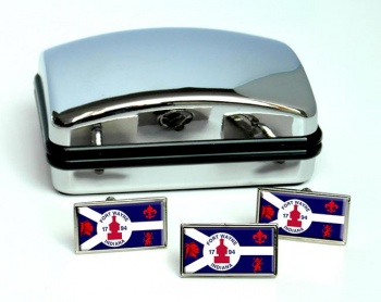 Fort Wayne IN Flag Cufflink and Tie Pin Set