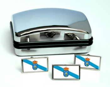 Galicia (Spain) Flag Cufflink and Tie Pin Set