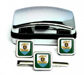Galway City (Ireland) Square Cufflink and Tie Clip Set