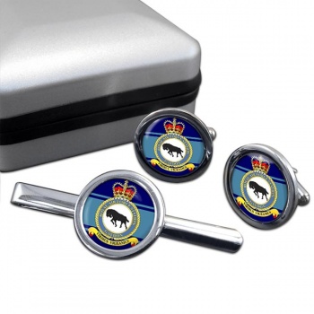 RAF Station Gaydon Round Cufflink and Tie Clip Set