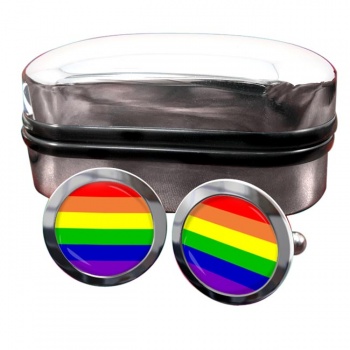 Gay Rainbow Round Cufflinks