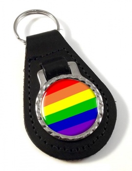 Gay Rainbow Leather Key Fob