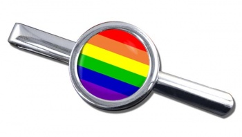 Gay Rainbow Round Tie Clip