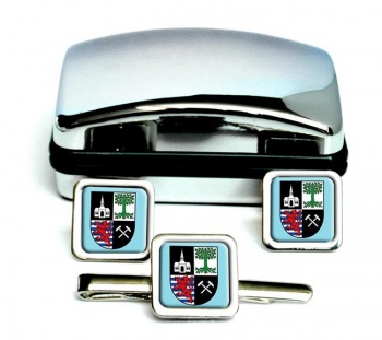 Gelsenkirchen (Germany) Square Cufflink and Tie Clip Set