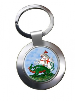 St. George and the Dragon Leather Chrome Key Ring