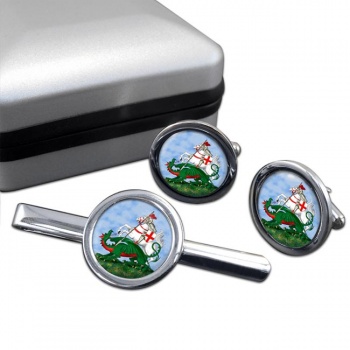 St. George and the Dragon Round Cufflink and Tie Clip Set
