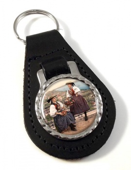 German National Costume Leather Key Fob