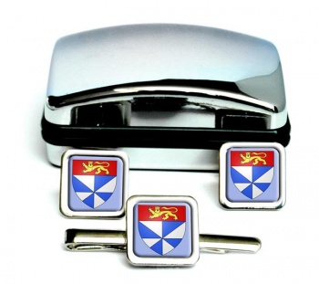 Gironde (France) Square Cufflink and Tie Clip Set