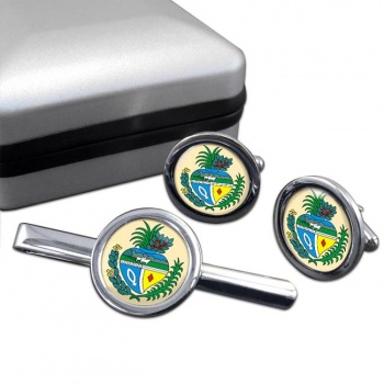 Goias (Brazil) Round Cufflink and Tie Clip Set