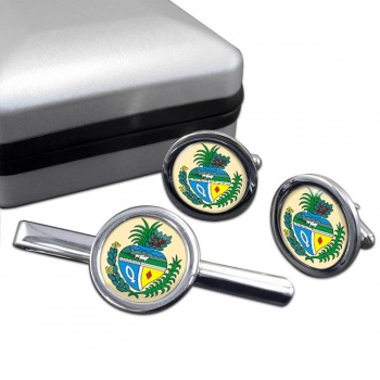 Goias (Brazil) Round Cufflink and Tie Clip Set