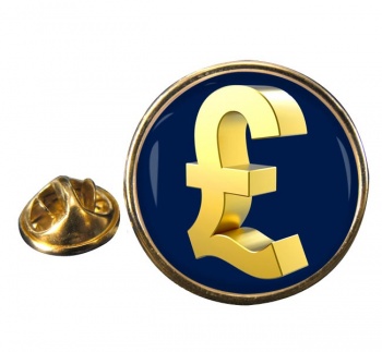 Gold Pound Round Pin Badge