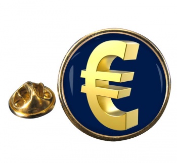 Gold-Euro Round Pin Badge