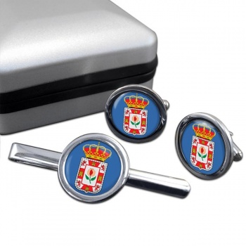 Granada (Spain) Round Cufflink and Tie Clip Set