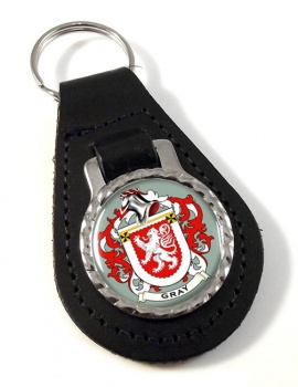 Gray Coat of Arms Leather Key Fob