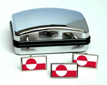 Greenland Kalaallit Nunaat Flag Cufflink and Tie Pin Set