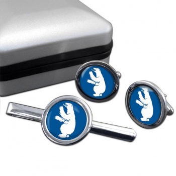 Greenland Kalaallit Nunaat Round Cufflink and Tie Clip Set