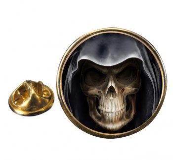 Grim Reaper Round Pin Badge