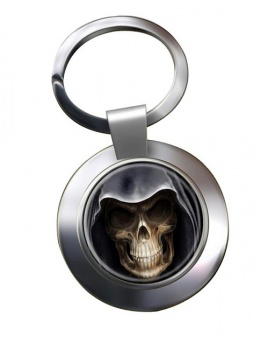 Grim Reaper Leather Chrome Key Ring