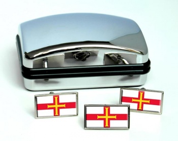 Guernsey Flag Cufflink and Tie Pin Set