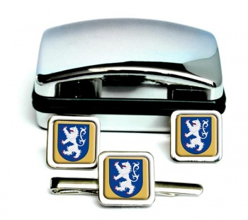 Halland (Sweden) Square Cufflink and Tie Clip Set