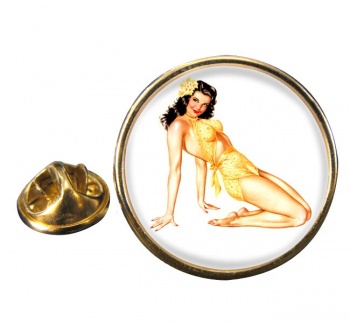 Hawaiian Pin-up Girl Round Pin Badge