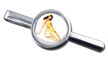 Hawaiian Pin-up Girl Round Tie Clip