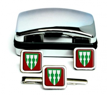 Hedmark (Norway) Square Cufflink and Tie Clip Set