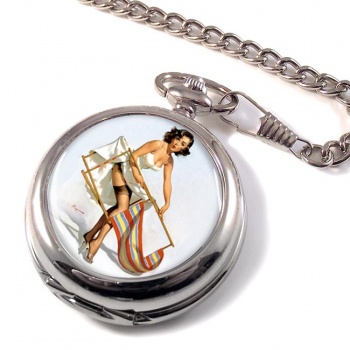 Help Needed Pin-up Girl Pocket Watch