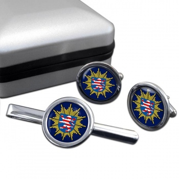 Hessische Polizei Round Cufflink and Tie Clip Set