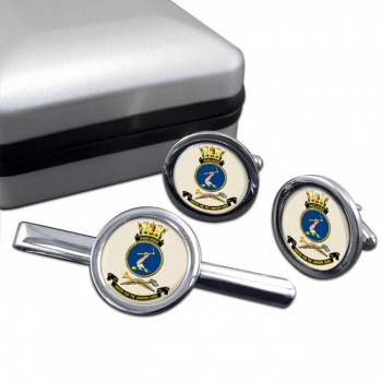 HMAS Adelaide Round Cufflink and Tie Clip Set