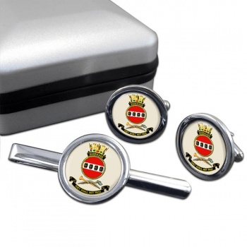 HMAS Barricade Round Cufflink and Tie Clip Set