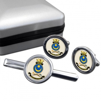 HMAS Brunei Round Cufflink and Tie Clip Set