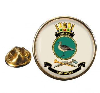 HMAS Curlew Round Pin Badge