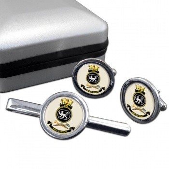 HMAS Pirie Round Cufflink and Tie Clip Set