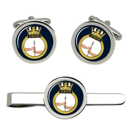 HMS Achates, Royal Navy Cufflink and Tie Clip Set