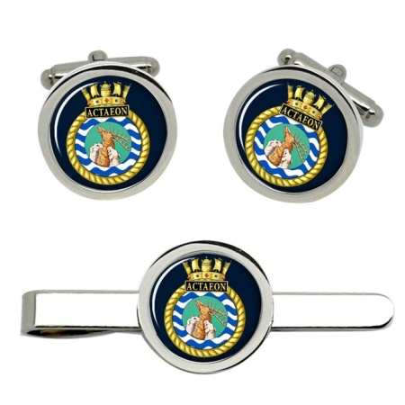 HMS Actaeon, Royal Navy Cufflink and Tie Clip Set