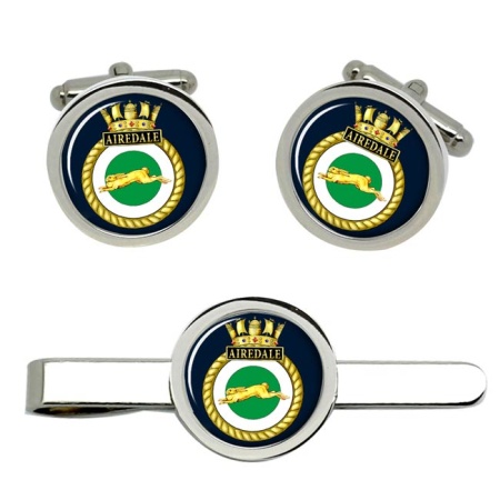 HMS Airedale, Royal Navy Cufflink and Tie Clip Set
