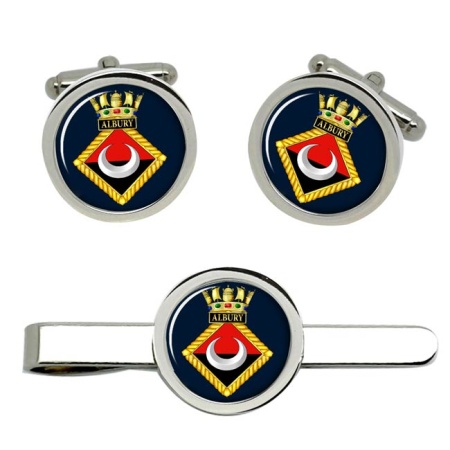 HMS Albury, Royal Navy Cufflink and Tie Clip Set