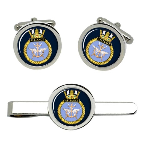 HMS Alliance, Royal Navy Cufflink and Tie Clip Set