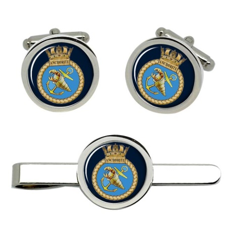 HMS Anchorite, Royal Navy Cufflink and Tie Clip Set