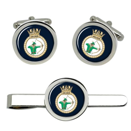 HMS Archer, Royal Navy Cufflink and Tie Clip Set