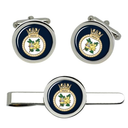 HMS Argyll, Royal Navy Cufflink and Tie Clip Set