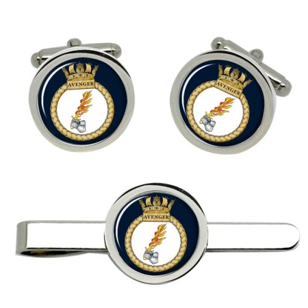 HMS Avenger, Royal Navy Cufflink and Tie Clip Set