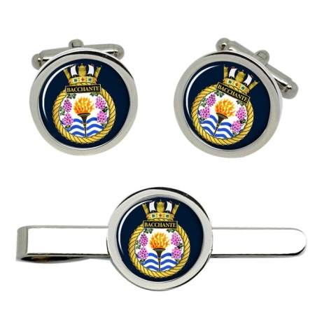 HMS Bacchante, Royal Navy Cufflink and Tie Clip Set