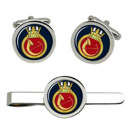 HMS Brazen, Royal Navy Cufflink and Tie Clip Set