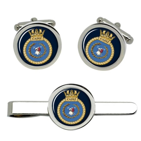 HMS Cadiz, Royal Navy Cufflink and Tie Clip Set